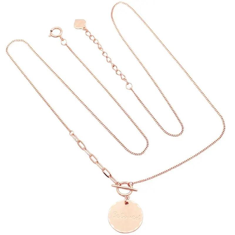 Purple Gold-Plated Rose Gold Round Brand Letter Necklace Fashion Trend Temperament Color Gold Necklace