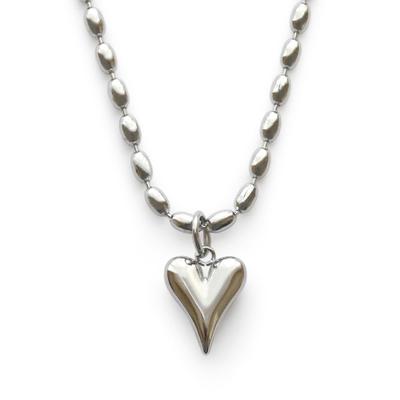 JewelVOX Halskette für chirurgische Edelstahlkugel für Erwachsene [JewelVOX] Damen, Stahl, Herz, Hypoallergen, Kette, (Silber)