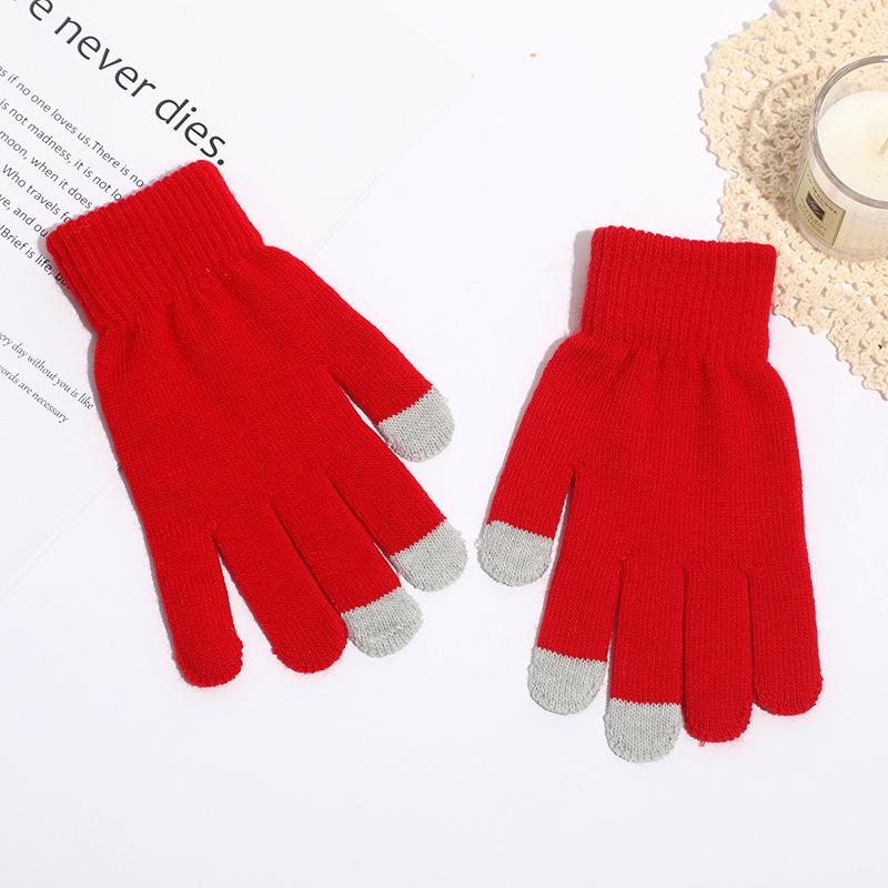 Solid Color Knit Touchscreen Gloves: Elastic & Warm, Perfect for Students - Ideal for Mobile Use In Autumn & Winter.