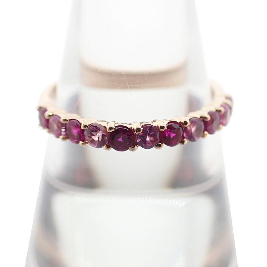 [Pre-owned] K18PG/Ruby/Pink Sapphire/Half Eternity Ring/Size 18/j53-1