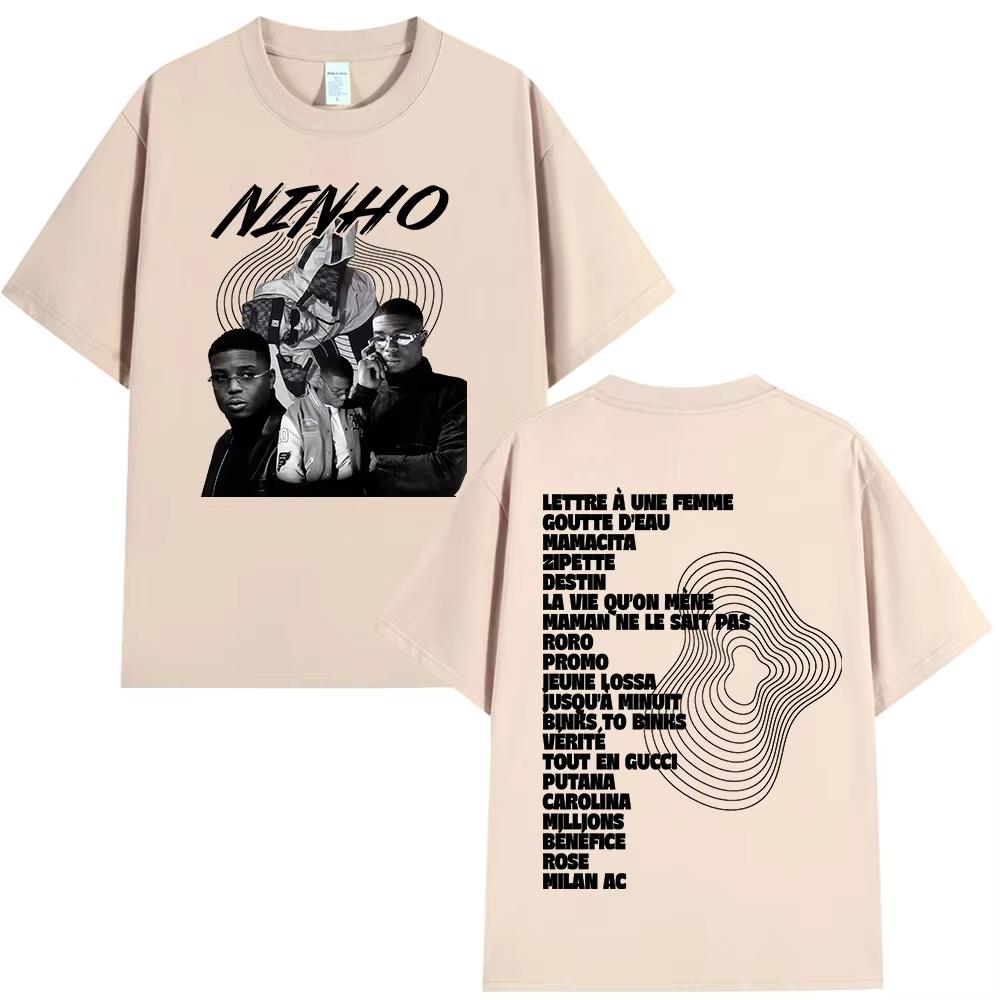 Rapper Ninho album graphics 100Cotton music Tshirt Men 2026 New Summer Hip hop unisex ventilate Short sleeve shirt fan gifts