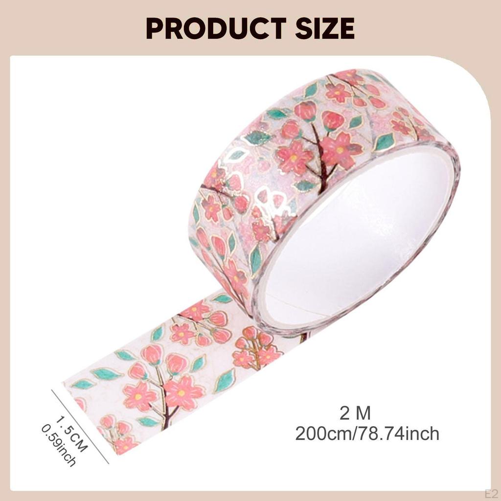 12 Rolls Floral Washi Tape Masking Tapes Thin 15mm Wide Cherry Blossom Pink for