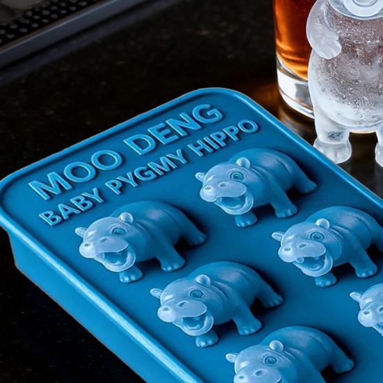 Hippo-shaped Ice Cube Mold Food Grade Silicone 6-Grids Ice Mould Collectible Ice Maker Drink Accessories