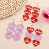 Valentine's Day Sparkly Three-piece Long Heart-shaped Letter Creative Earrings for Women