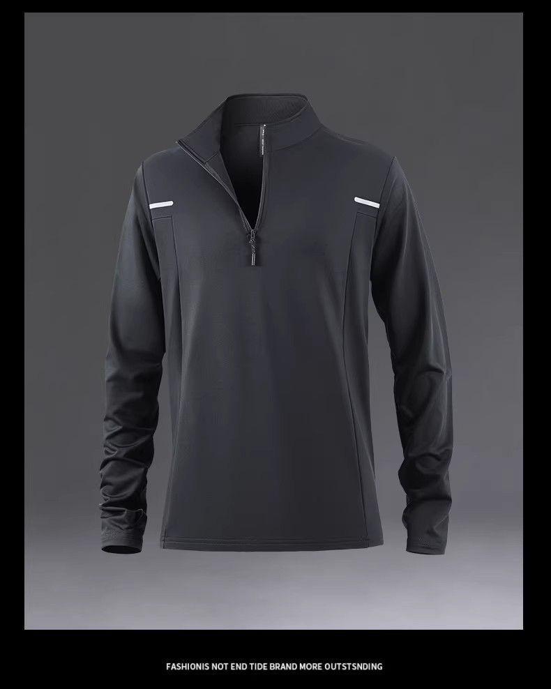 Men's 2026 Autumn/Winter Quick-Dry Stand Collar Cycling Jacket - Half Zip, Sporty, and Lightweight for Running & Fitness