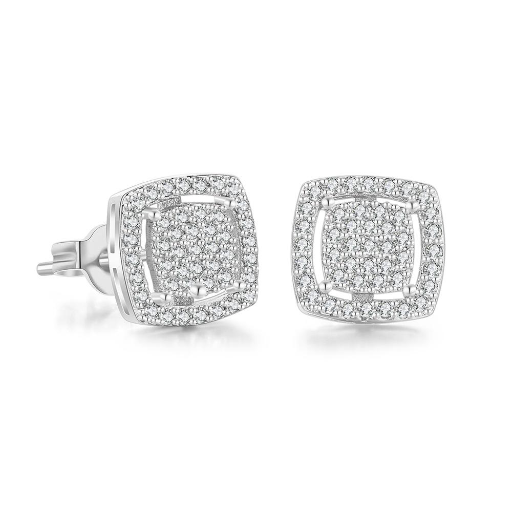 Orecchino a Bottone Quadrato Iced Out Zirconia per Piercing all'Orecchio Orecchini Unisex Punk Rock Hiphop Cartilagine Lobo Orecchino Gioielli Maschili alla Moda OHE164