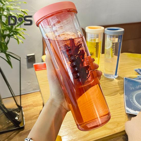 700 ml Strohhalmbecher mit faltbarem Strohhalm, eingebautem Filter, Teebehälter, leicht zu reinigen, vielseitiger Trinkhalmbecher