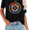 BOMYTAO Peace Sign Love Shirt Women Hippie Peace Art Print T-Shirt Country Music 60s 70s Shirt Inspirational Short Sleeve Tee