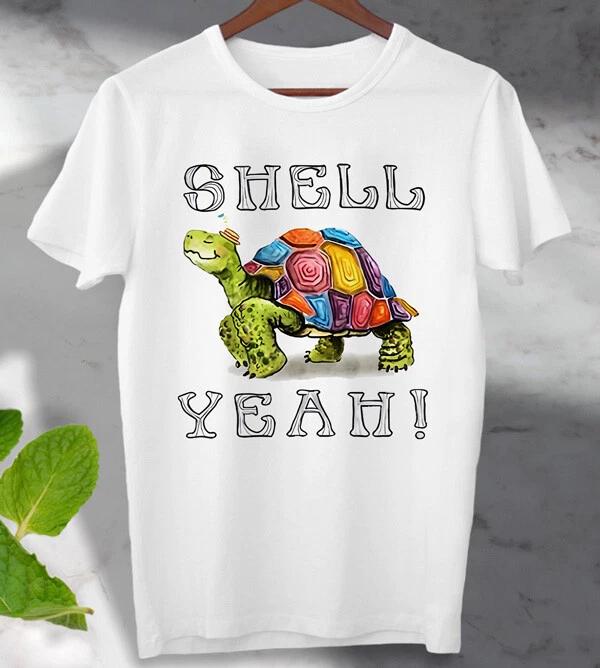 Shell Yeah Turtle Tortoise Hilarious Humor Witty 100% Cotton T-shirt Mens Tees Top Unisex Men's Ladies Top