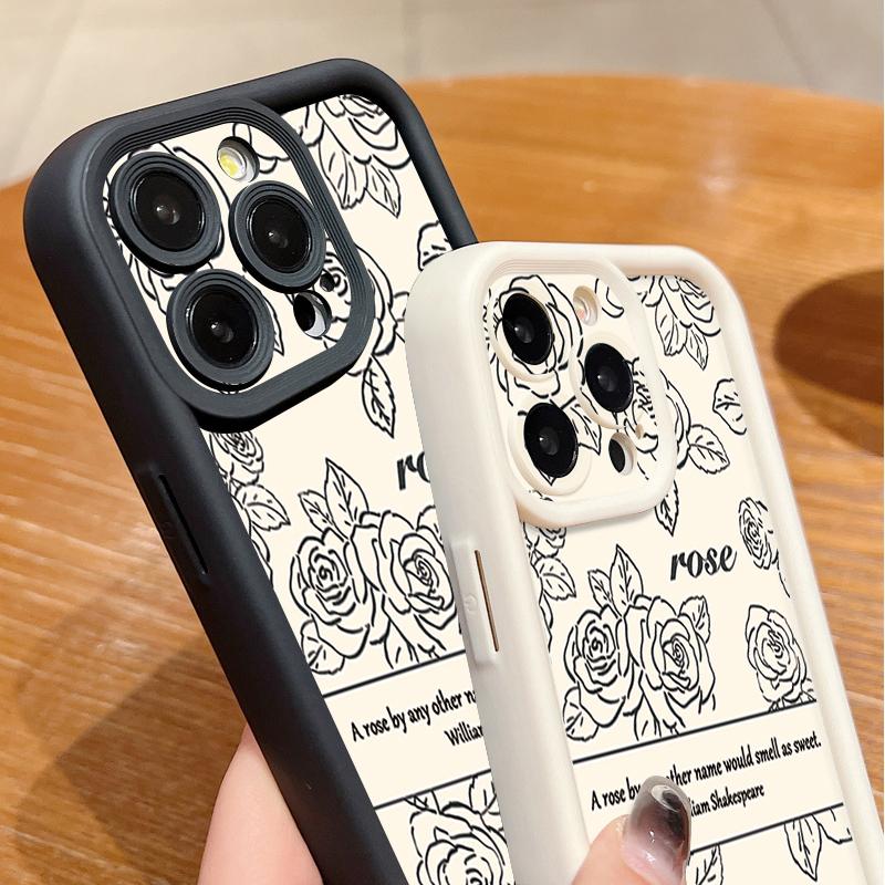 Rose Flowers Candy Color Phone Case For iPhone 16 Pro Max 16e 14 15 Pro Max Plus 13 12 11 Pro 7 8 XR X XS Shockproof Bumper TPU Silicone Cover
