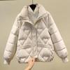 Giacche Calde Invernali in Cotone Piumino Top Donna Casual Zip Monopetto Cappotti Classici Tinta Unita Manica Lunga