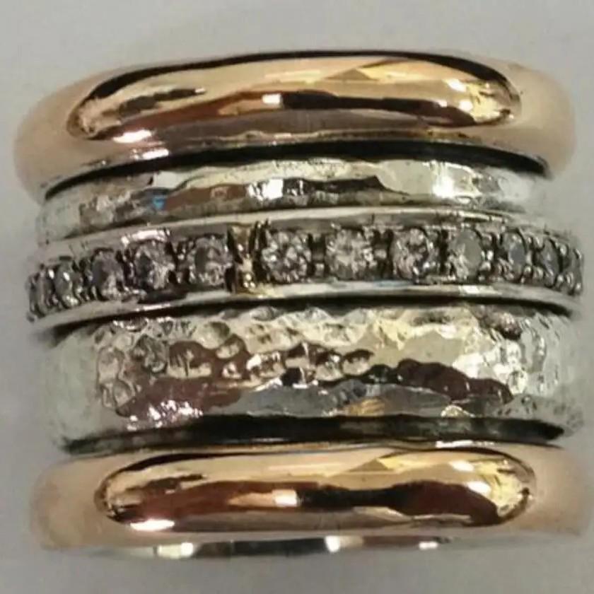 Europäisches & Amerikanisches Schwerindustrie Strass Minimalistischer Ring Set - Trendiges Breites Band Design