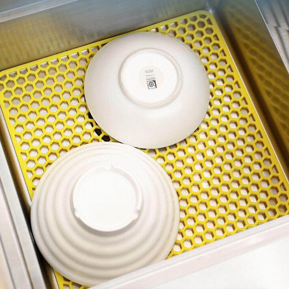 Non Slip Sink Drain Mat Hollow Faucet Drain Drying Pad New Silicone Sink Drying Mat  for Kitchen