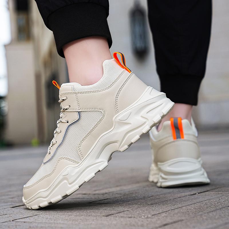 

Men s Shoes New Trendy Beige Shoes Thick Soled Height Increasing Black Shoesbreathable Sports and Leisure Shoes White High Top 39 бежевый