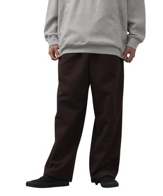 [Urban Collection] Men's Sweatpants, Solid Color, Wide Leg, Drawstring Hem, Elastic Waist, Bottoms, Brown: M