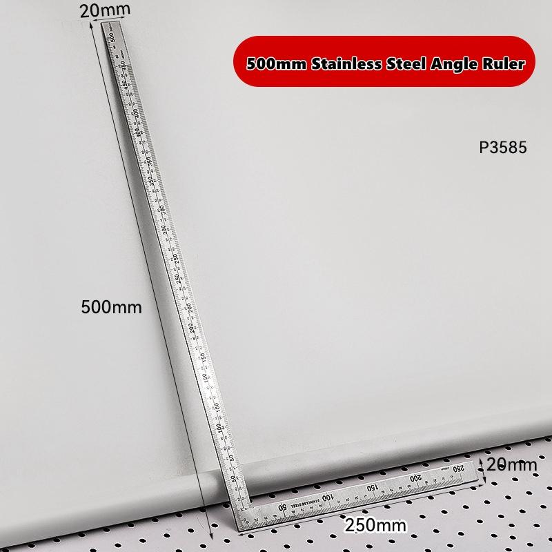 300/500mm Aluminiumlegierung Quadratisches Lineal Rechtwinklig 90° Winkelmesser Holzbearbeitungslineal Stahl Winkelmesser Messwerkzeuge Messlehre