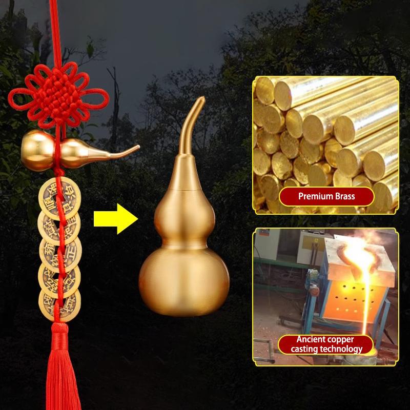 Handmade Brass Chinese Knot Five Emperor Coin Gourd A Household Door Hanging Car Accessories Gift
