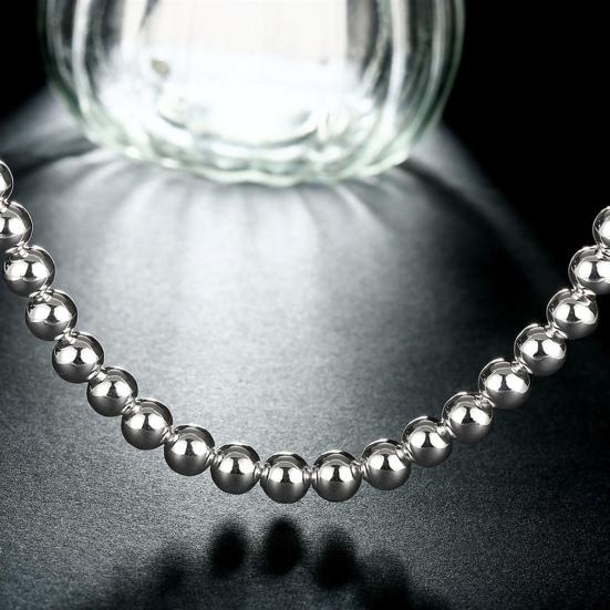 Colier Argintiu cu Lanț cu Bile de 8 mm, Handmade, Aliaj, Margele Golite, pentru Femei, Bărbați, Purtare Zilnică, Cadou, Întâlniri, Petreceri
