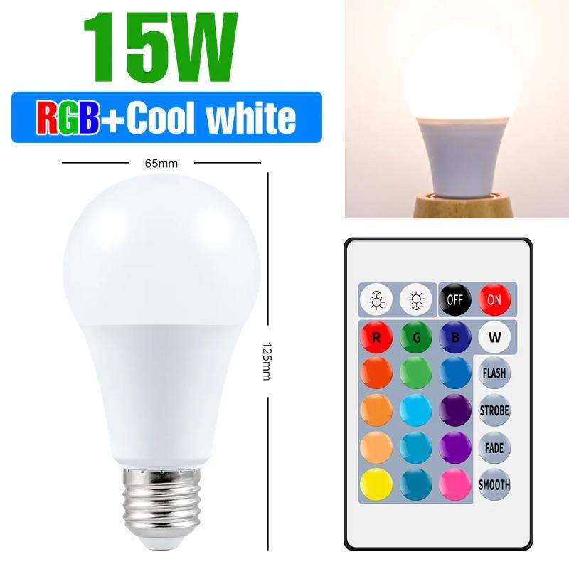 220V E27 LED Bombillas LED 3W 5W 10W 15W IR Remote Control Changeable Colorful RGB LED Lamp Spotlight Bulb Christmas Halloween Atmosphere Lights