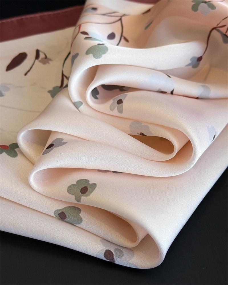 Elegant Female Print Square Scarf for Women Silk Feeling Shawl Kerchief Head Hijab Hair Ribbon Essential for office and travel