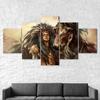 Native Indian Women Horse Painting Scene 5 Piece Five Panel Wall Canvas Print Modern Art Poster Picture Home Decor Gift For Him For Her