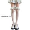 Fishnet Over The Knee Socks With Ruffle Lace Edging And Ribbon Bows Accent Aesthetic Thigh High Stockings For Women