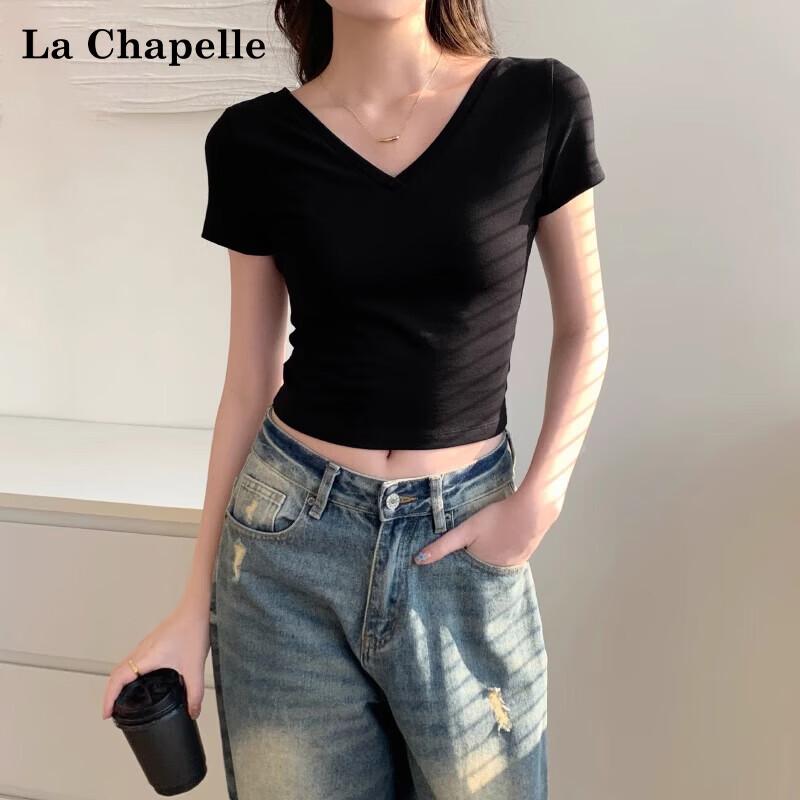 La Chapelle Women's V-Neck Cropped T-Shirt
