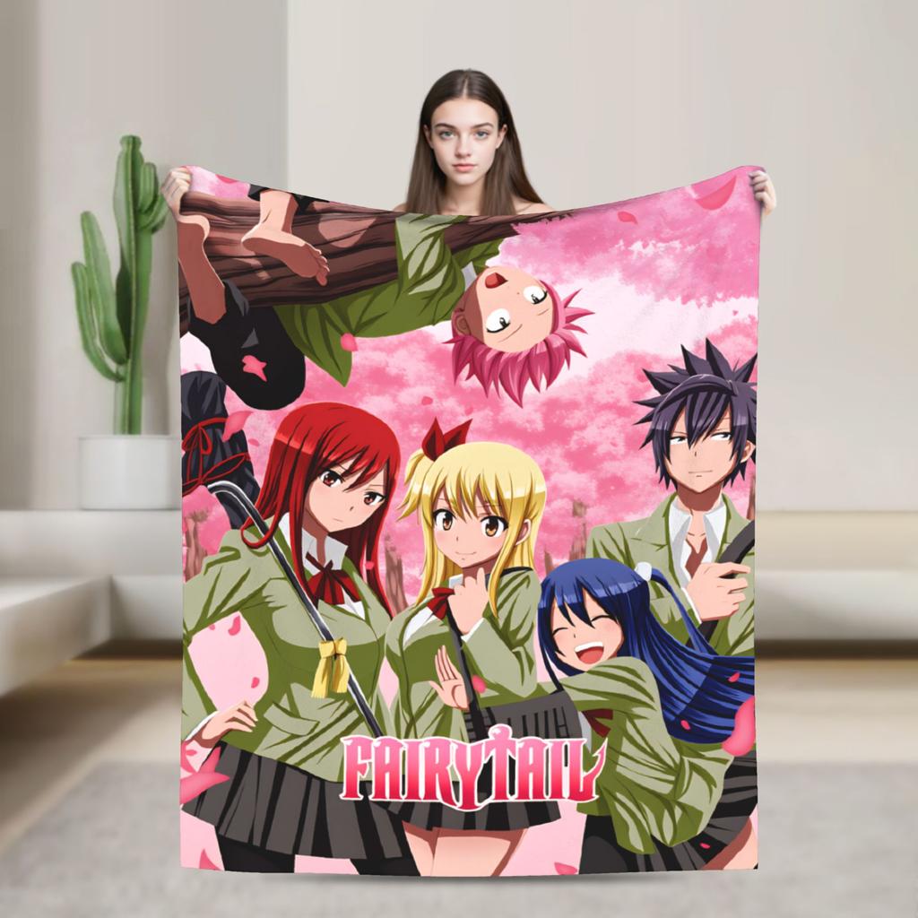 Fairy Tail Warm Soft Blanket Japanese Anime Travel Plush Throw Blanket Aesthetic Couch Chair Flannel Bedspread Sofa Bed Cover
