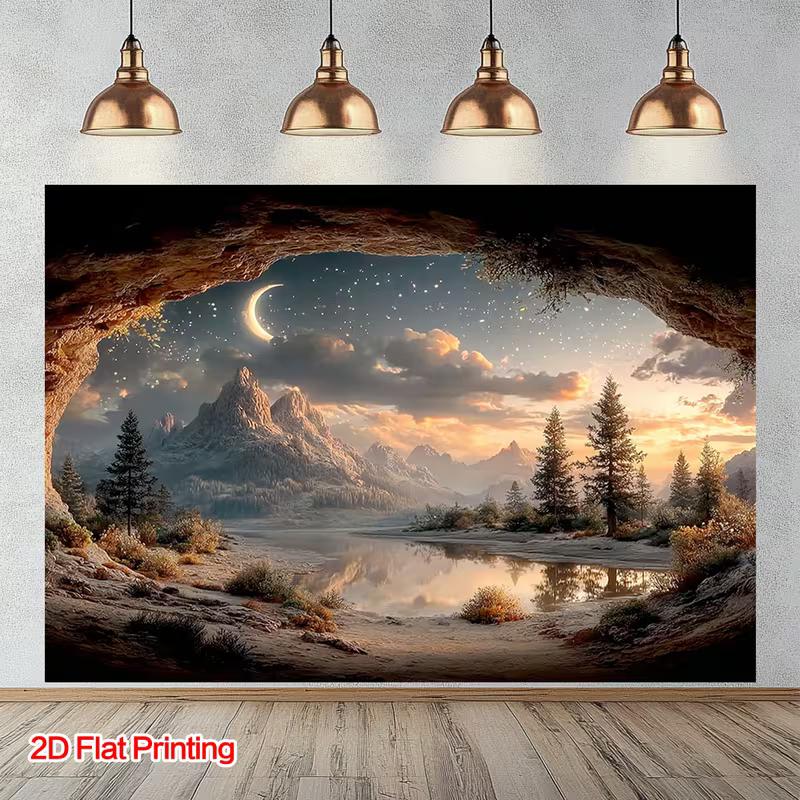 2D Starry Night Cave Backdrop for Outdoor & Travel Photography