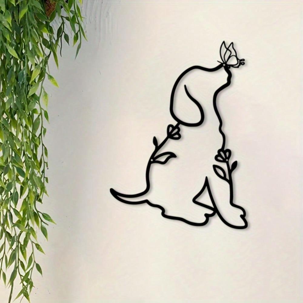 Metall Hund Wandkunst Skulptur Rostbeständig Heimdekoration Wohnzimmer Geschenk
