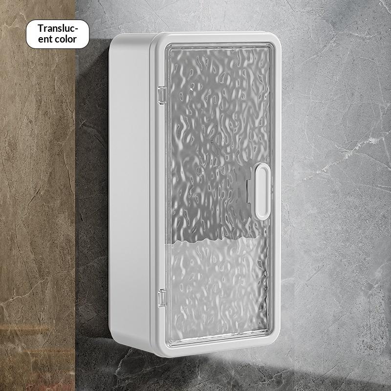 Punching Free Toothbrush Storage Box Multifunctional Ins Makeup Brush Holder Glacier Pattern Bathroom Storage Rack