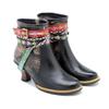 Johnature Echtes Leder frauen Kurze Stiefel Retro Woven Gürtel Schnalle Mode Dame High-heeled Schuhe