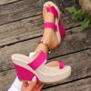 Fashion Summer Rosy Red Thick Bottom Slippers Women Fashion Office High Heel Platform Slides Woman Party Wedding Open Toe Sandals Mujer