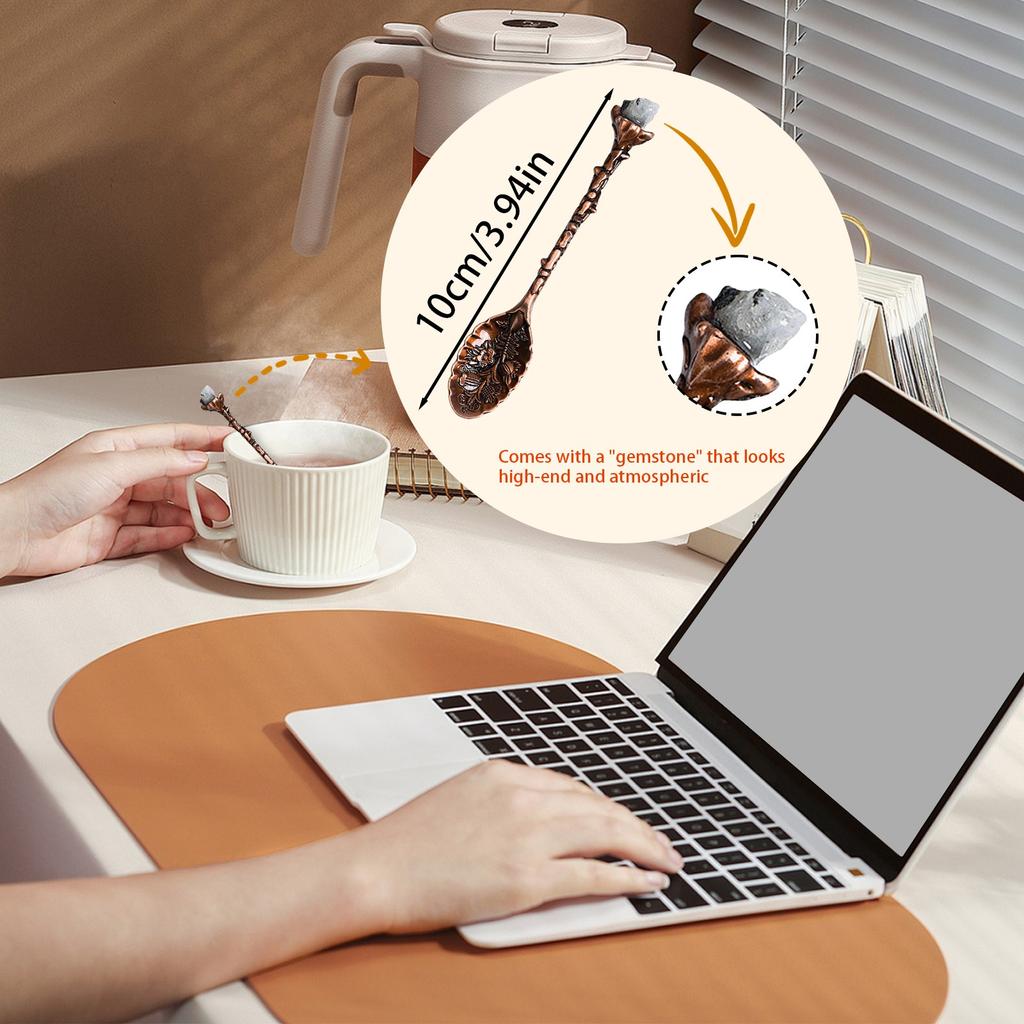 Natuurlijke Kristallen Koffielepels Met Vintage Snijwerk Creatieve Dessert Roerlepel