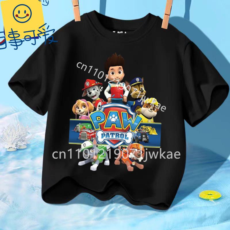 Paw Patrols Girl Boys T Shirt Cartoon Skye Short Sleeve Tops Summer Kids Korean Clothes Baby Casual Tees Cute Birthdays Gifts
