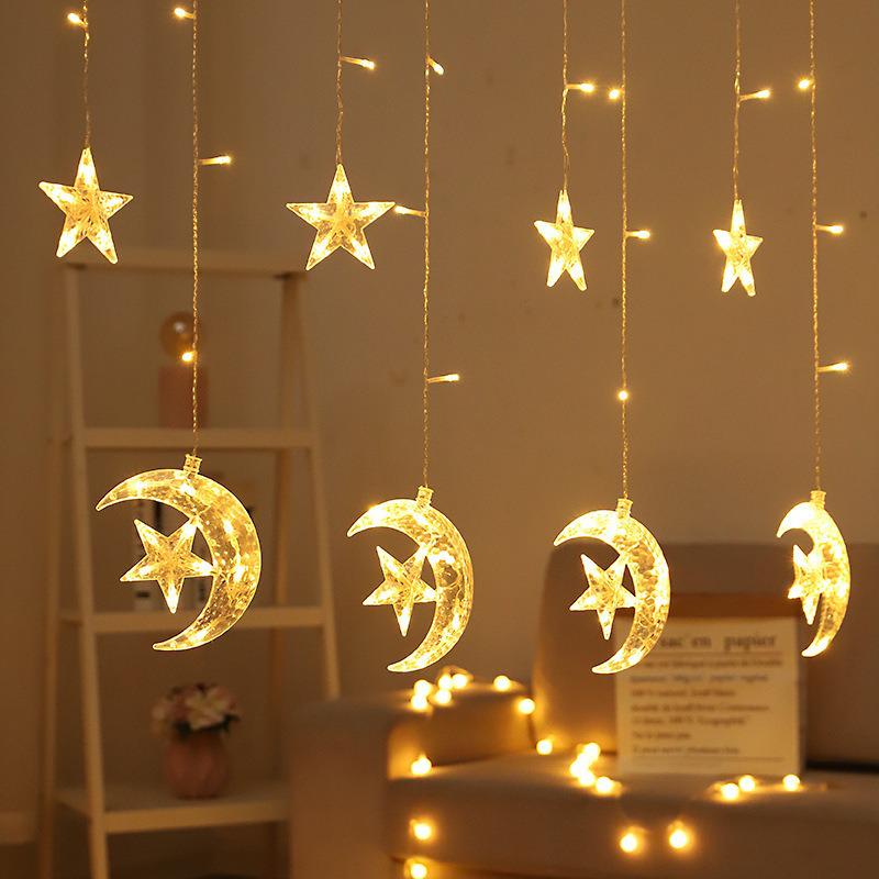 Solar LED Star Curtain Lights for Windows and Courtyard Decor