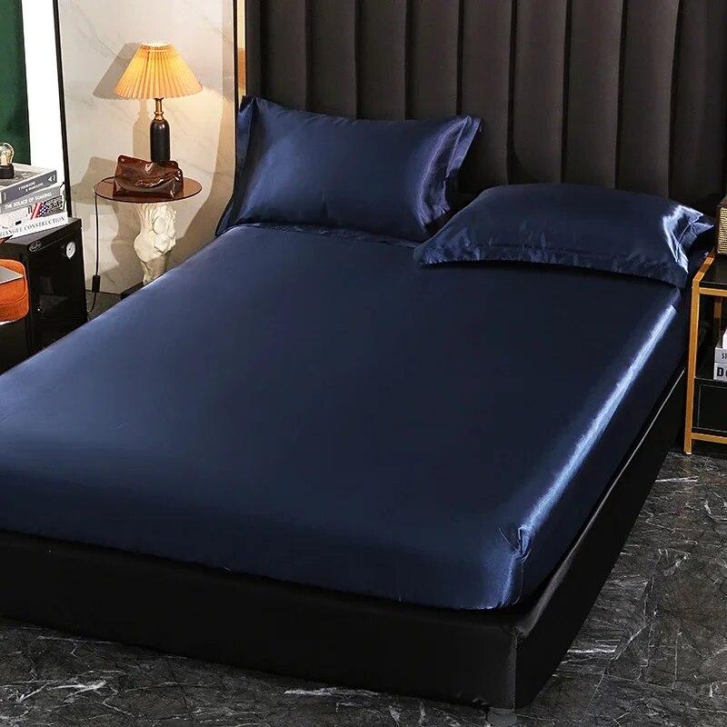 Luxuriöses Satin-Spannbettlaken, hochwertiger Matratzenbezug, einfarbiges Bettlaken mit Gummiband, Bettlaken 140 x 200, 160 x 200 Spannbettlaken