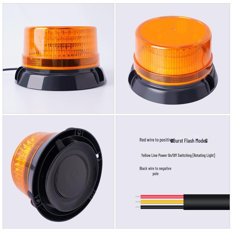 LED Magnetic Strobe Warning Light for Vehicles - Yellow Roof Signal Light for Cars, Trucks, and Forklifts