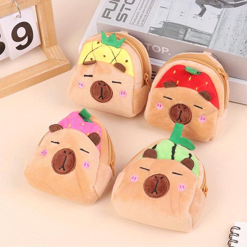 Cute Capybara Plush Wallet Cartoon Animal Coin Purse Portable Money Changer Pouch Earphone Storage Bag Birthday Gifts