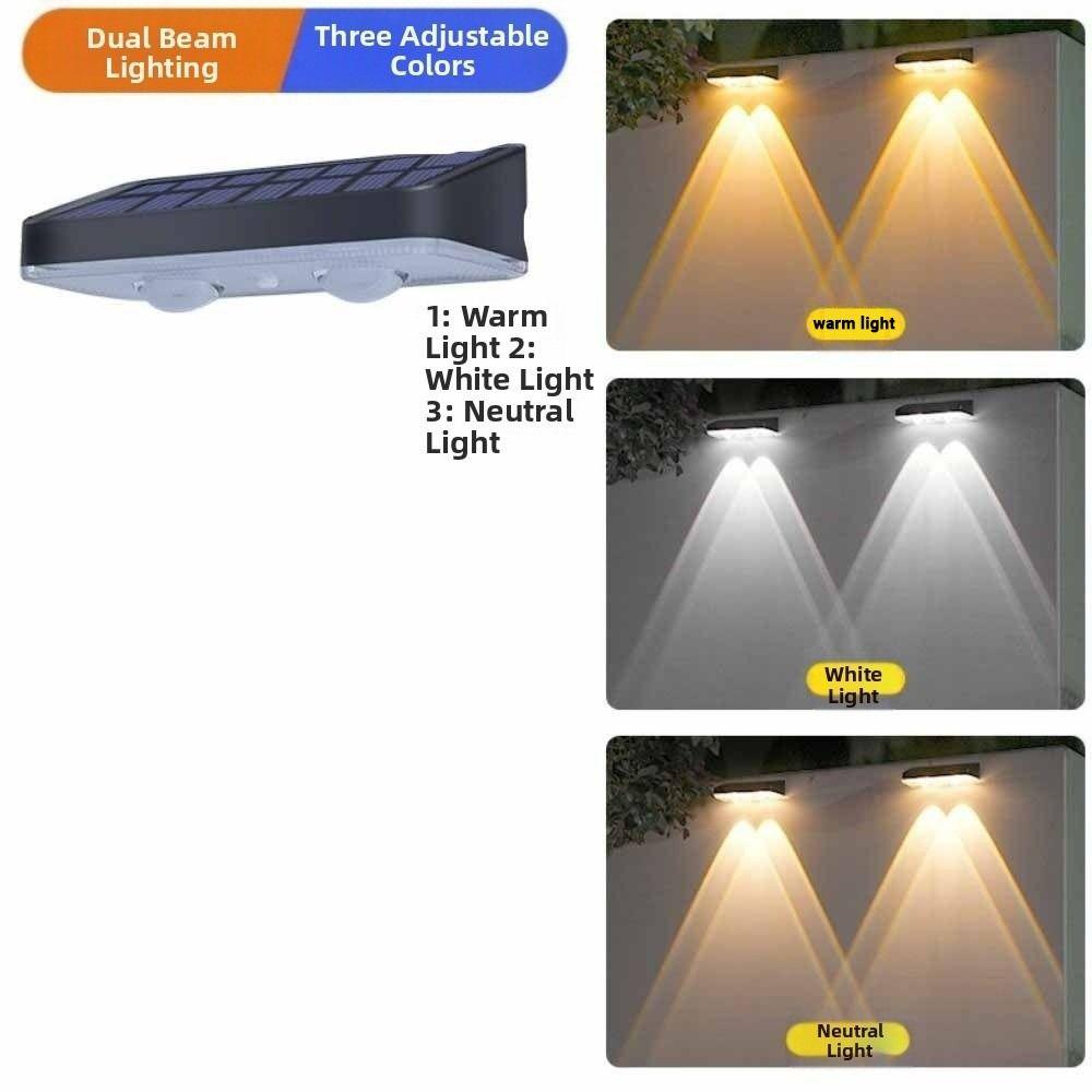 Waterproof Solar Fence Lights Dimmable Panel Solar Deck Light Solar Wall Light  Backyard Garden