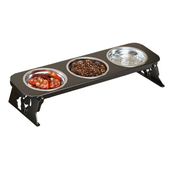 Elevated Dog Feeder Stainless Steel Pet Bowls with Foldable Stand No Spill Raised Pet Feeding Station for Healthy Eating Drinking Posture