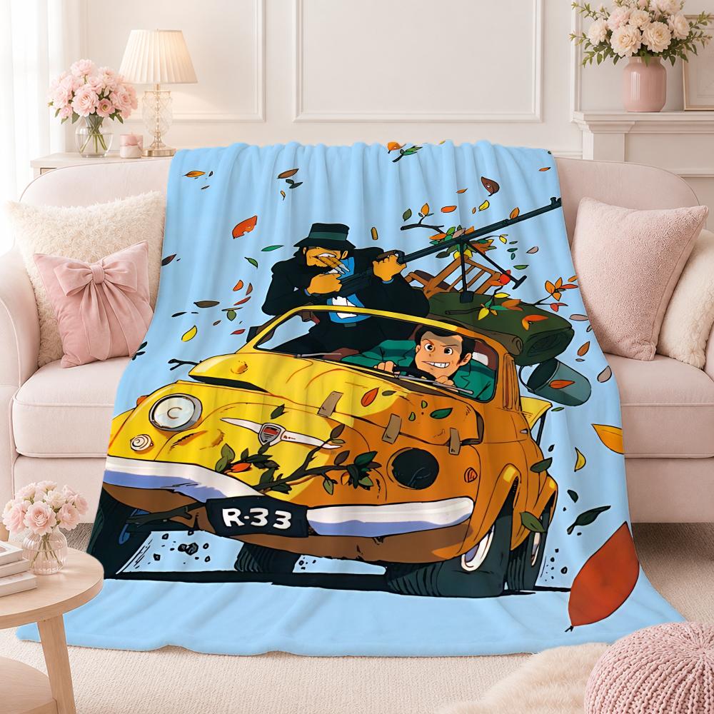 Classic Anime L-Lupin the ThirdS Throw Summer Flannel Throw Blanket Soft Antistatic Washable KidFriendly Couch Bed