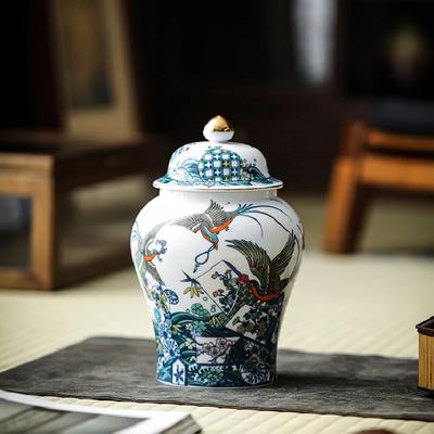 Storage Jar Retro Tea Pot Ceramic Sealed Pot Home Tea Box Storage Bottle with Lid Ginger Jar Tea Table Decoration Accessories