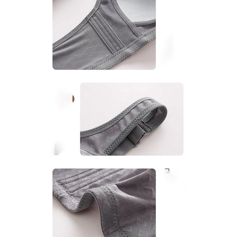 Sujetador de Botón Frontal Anticaída Recogido Sin Aros de Acero Ropa Interior Fina de Talla Grande para Mujer Hebilla de Cuatro Filas Ligero Cómodo Transpirable