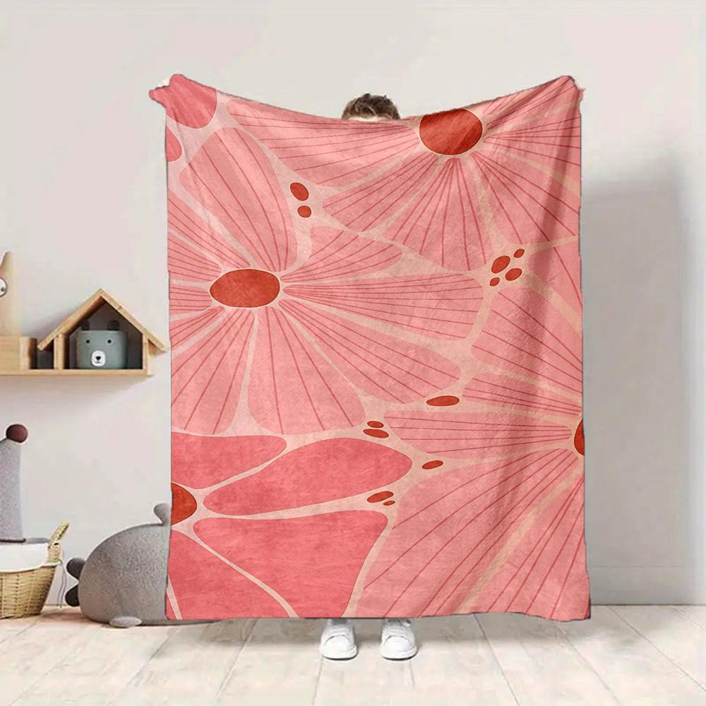 1pc Floral Pattern Lightweight Flannel Blanket, Comfortable and Warm Blanket, for Office and Camping Sofa Bed, Livingroom179
