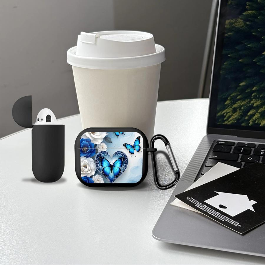 Earphone Cases Cover Case For Airpods 1 Pro Pro3 Pro2 2 3 4 White Blue Butterflies Flowers