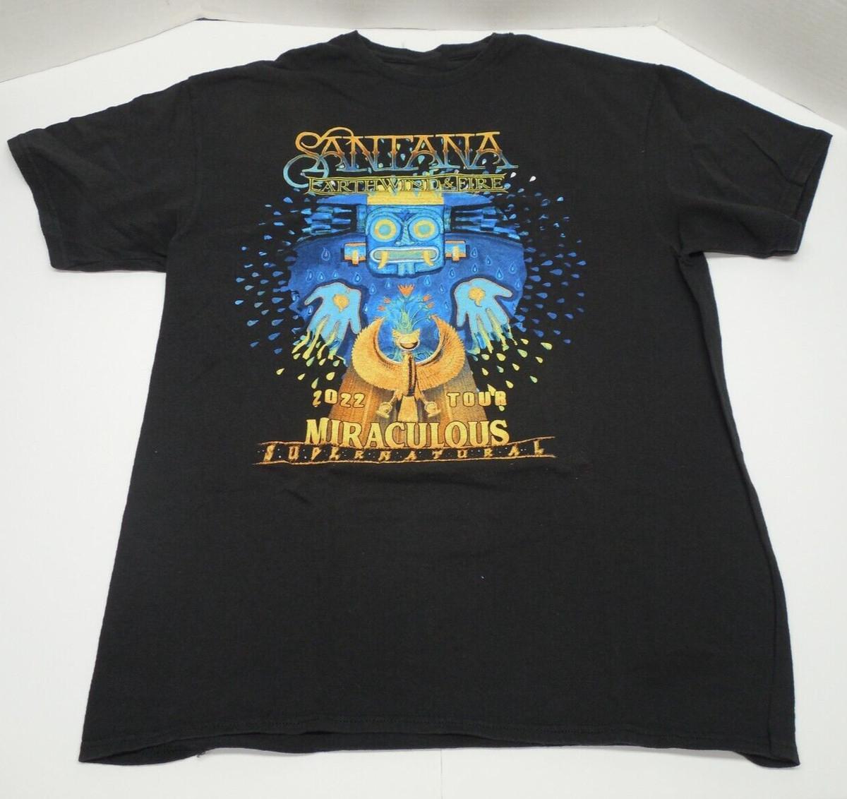 VTG Santanaaaa Earth Wind Fire 2022 Tour Cotton T Shirt Black All Size UR671 L