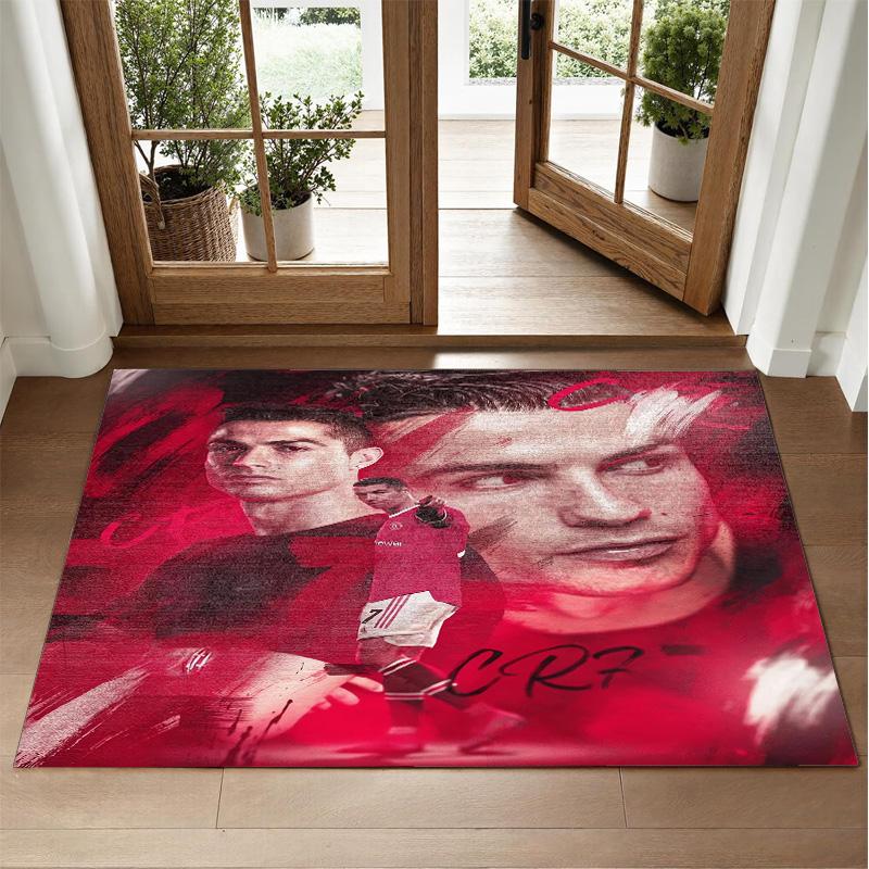 Cristiano Ronaldo Design Crystal Velvet Rug Soft Decorative Mat for Bedroom Entrance