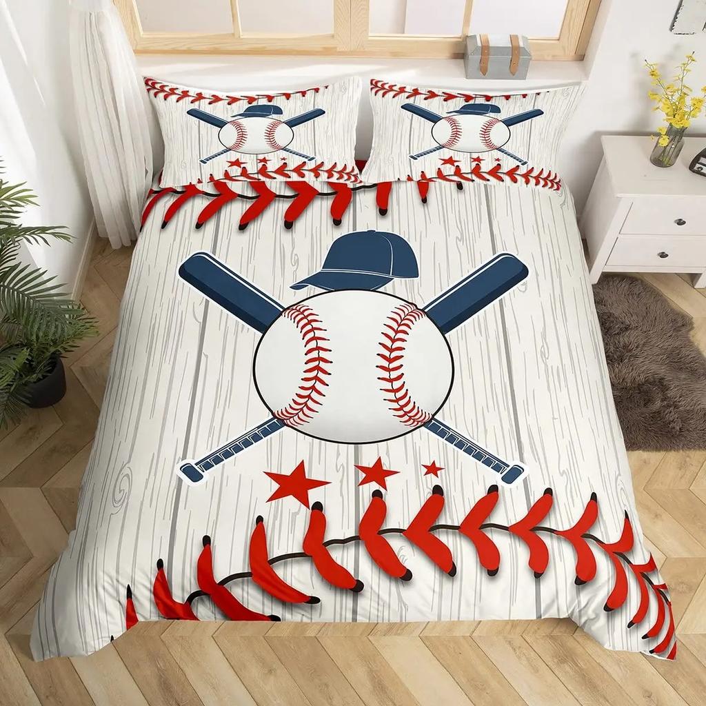 Aquarell Cartoon Basketball Druck Bettwäsche-Set, Bettbezug für Kinder Teenager Jungen, Sport Steppdeckenbezug mit 2 Kissenbezügen, Doppelbettgröße