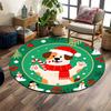 Christmas Dog with Candy Cane Print Round Rug, Living Room, Bedroom, Playroom Carpet, Non Slip Floor Mat, Gift